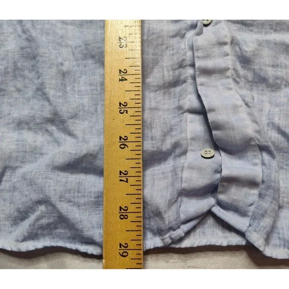 VICTOR Men Size 2XL Blue Dye 100% LINEN Long Sleeve Button Shirt Made In Spain - Picture 9 of 14